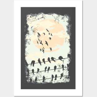 Birds On The Wire Posters and Art